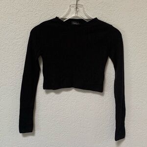 Topshop Black Cropped Fitted Sweater